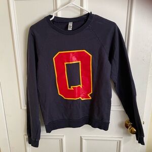 Queens University Bold Logo American Apparel Gray Crewneck Fleece Sweatshirt